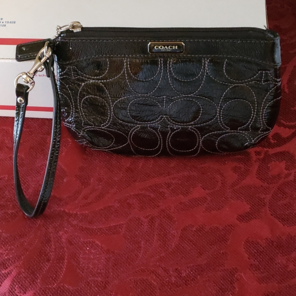 Coach Wristlet. Black Patent Leather. Authentic